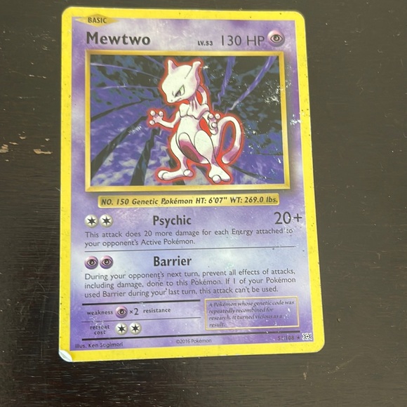 RARE Pokmon CARD, Mewtwo pokemon, phychic 130 HP 2016 RARE Pokmon CARD, Mewtwo pokemon, phychic 130 HP 2016